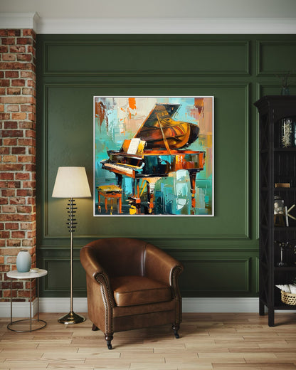 Grand Piano Abstract Art - Elegant Musical Instrument Painting