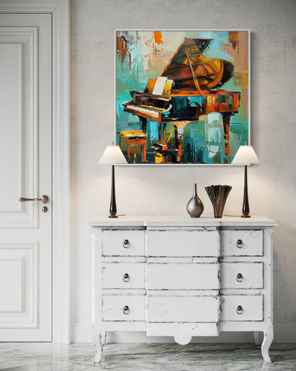 Grand Piano Abstract Art - Elegant Musical Instrument Painting
