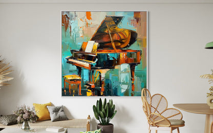 Grand Piano Abstract Art - Elegant Musical Instrument Painting