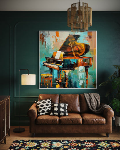 Grand Piano Abstract Art - Elegant Musical Instrument Painting