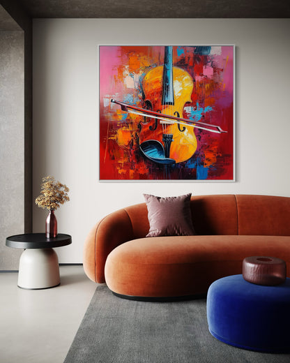 Abstract Violin Painting - Vibrant Music Wall Art for Living Room