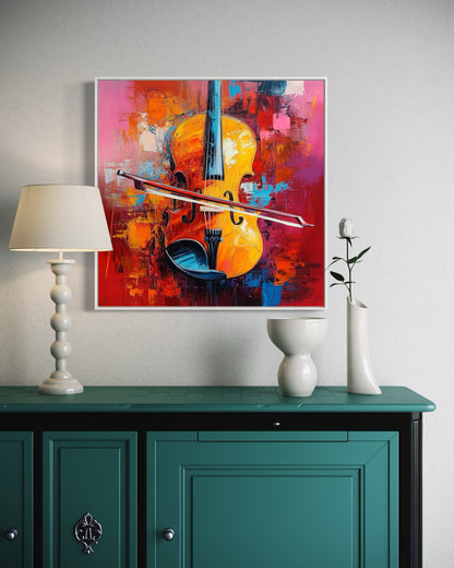 Abstract Violin Painting - Vibrant Music Wall Art for Living Room