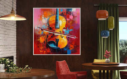 Abstract Violin Painting - Vibrant Music Wall Art for Living Room