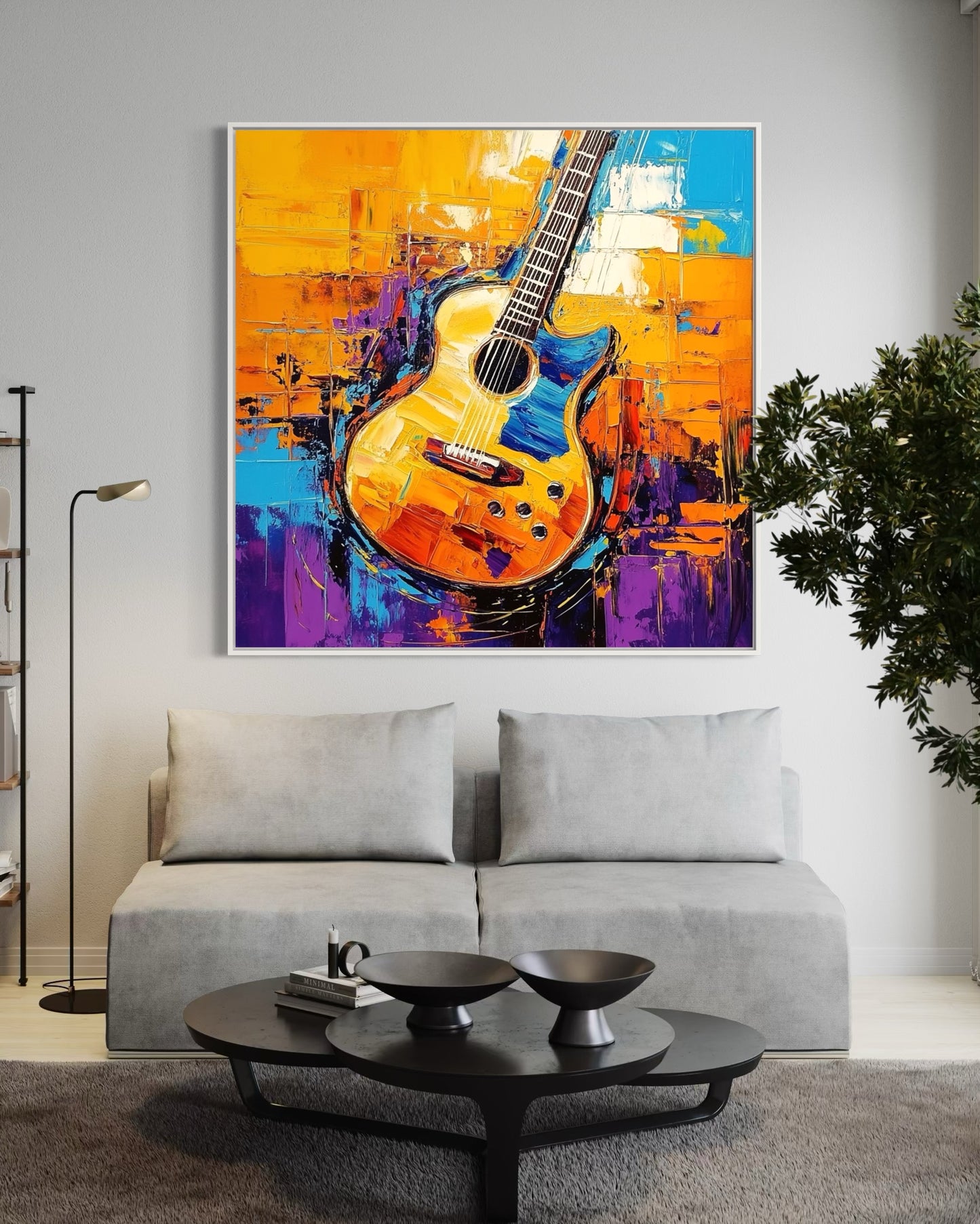 Electric Guitar Wall Art - Modern Abstract Music Painting