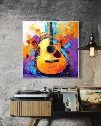 Acoustic Guitar Abstract Painting - Vibrant Music Art Print