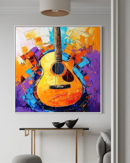 Acoustic Guitar Abstract Painting - Vibrant Music Art Print