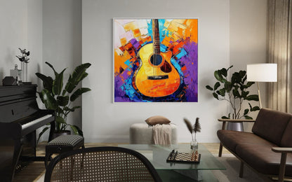 Acoustic Guitar Abstract Painting - Vibrant Music Art Print