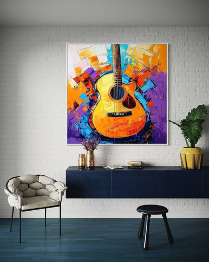 Acoustic Guitar Abstract Painting - Vibrant Music Art Print