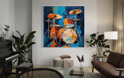 Abstract Drum Set Painting - Energetic Music Room Décor