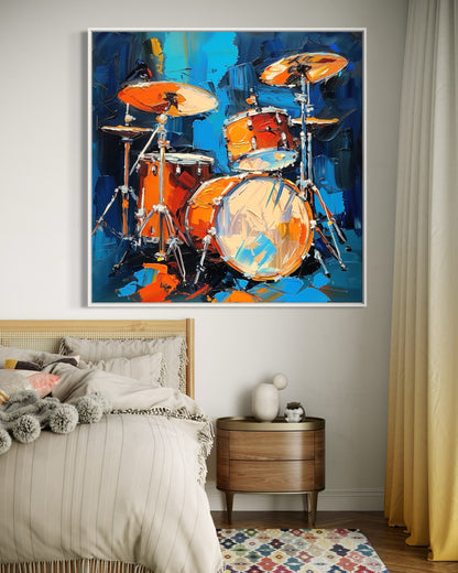 Abstract Drum Set Painting - Energetic Music Room Décor