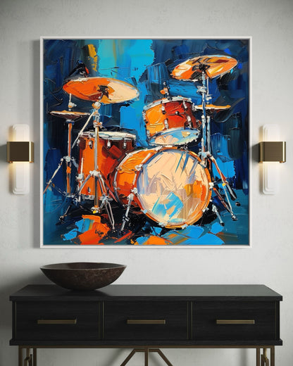 Abstract Drum Set Painting - Energetic Music Room Décor