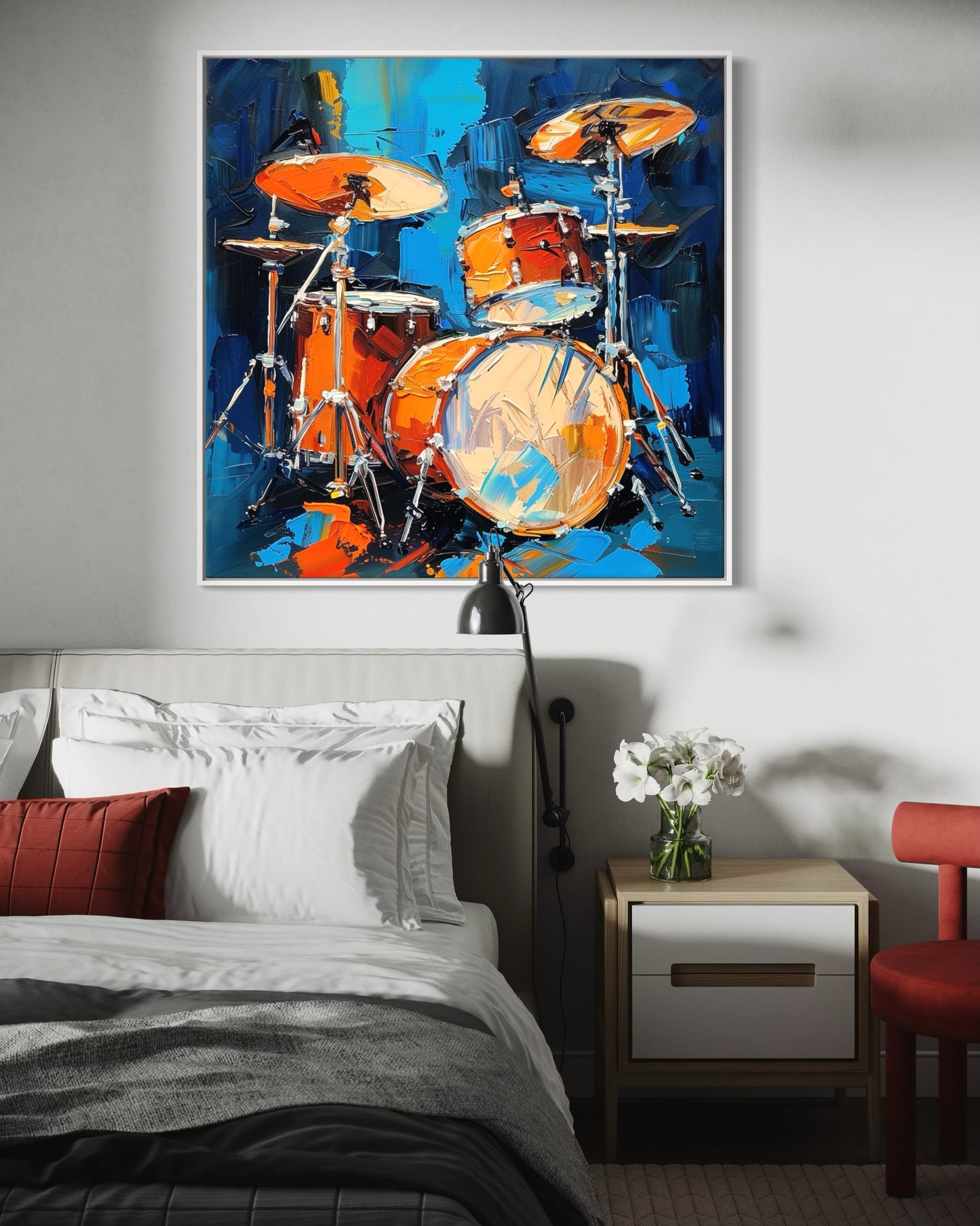 Abstract Drum Set Painting - Energetic Music Room Décor