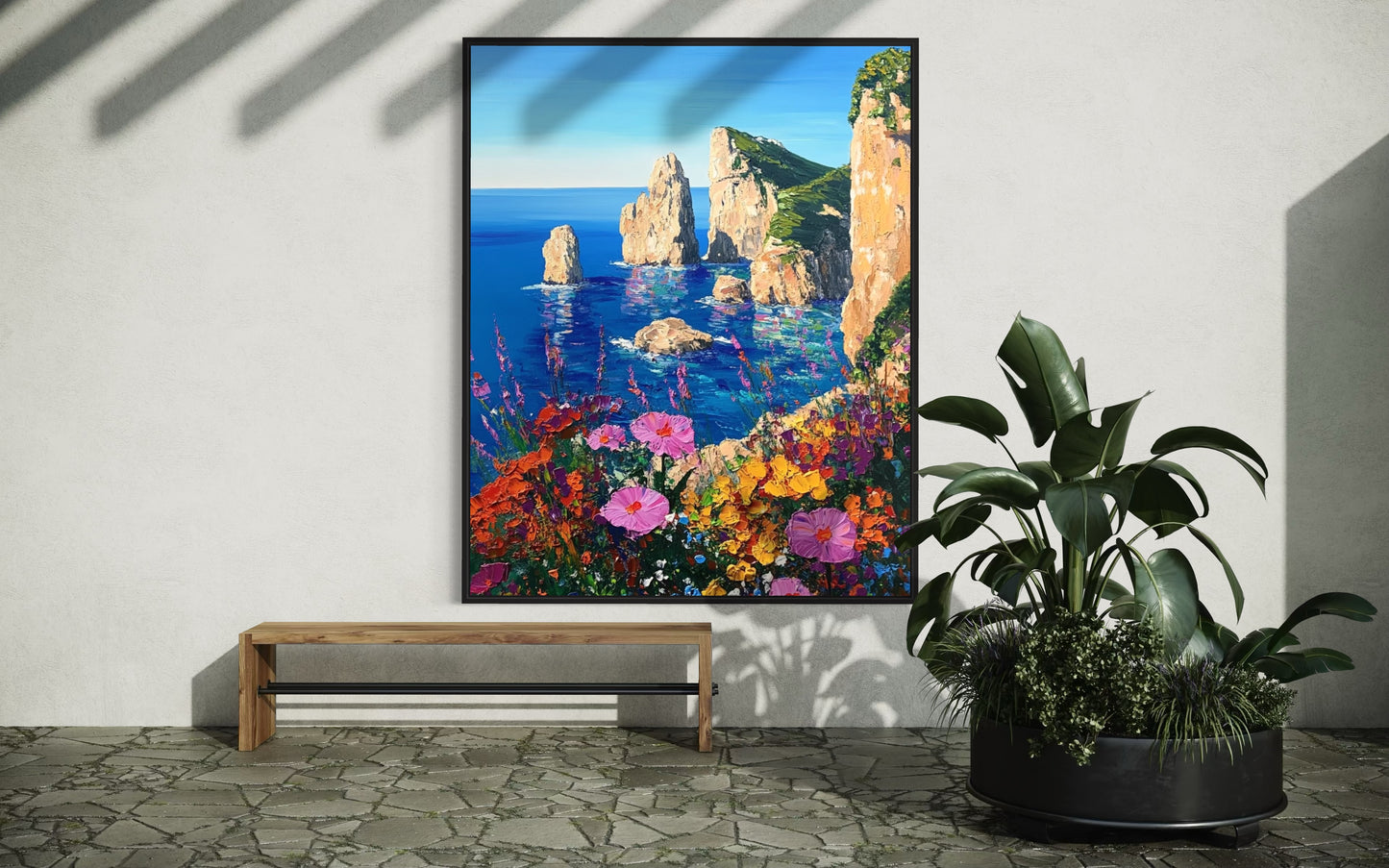 Ocean View: Idyllic Seaside Oil Painting for Home Decor