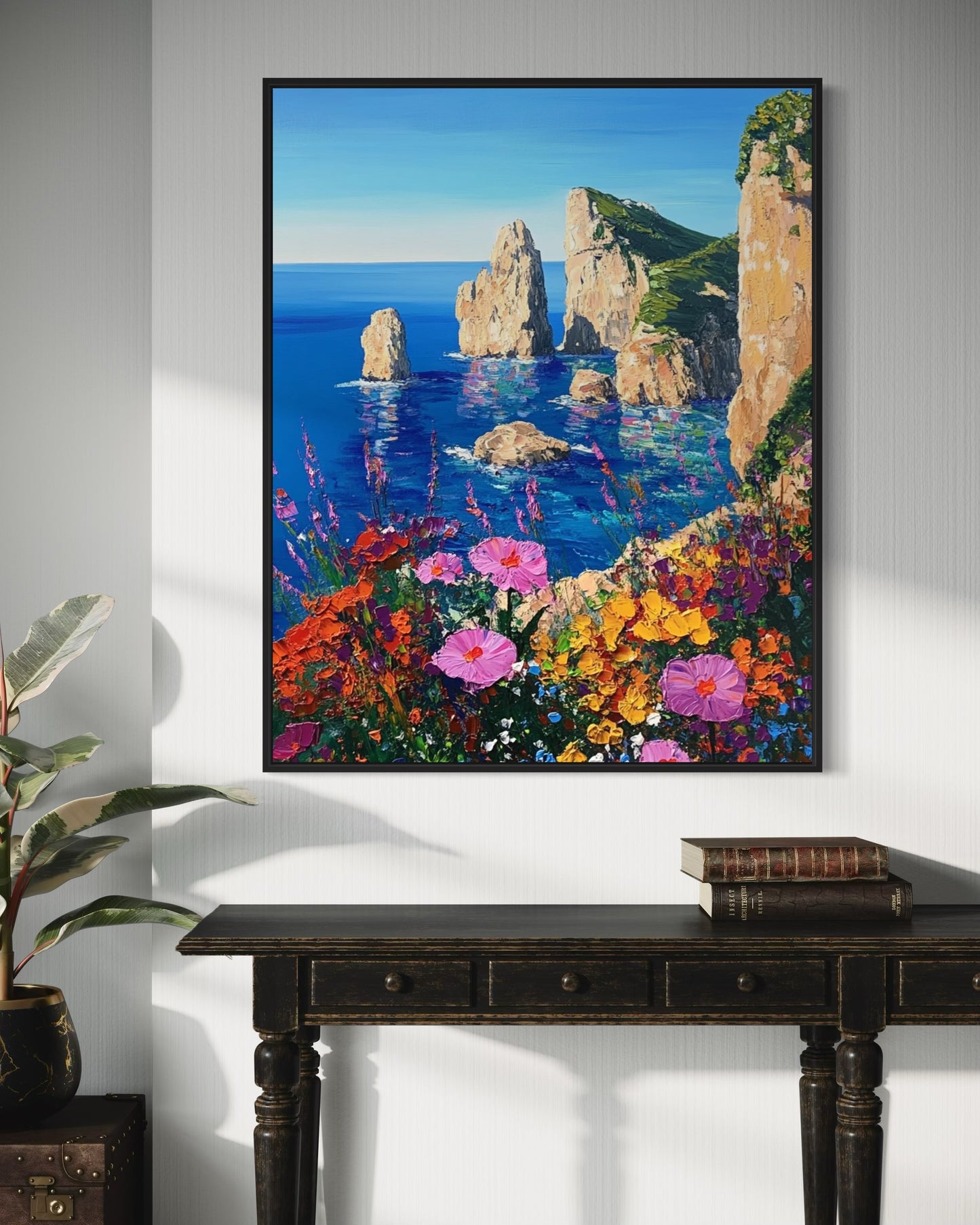 Ocean View: Idyllic Seaside Oil Painting for Home Decor