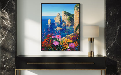 Ocean View: Idyllic Seaside Oil Painting for Home Decor