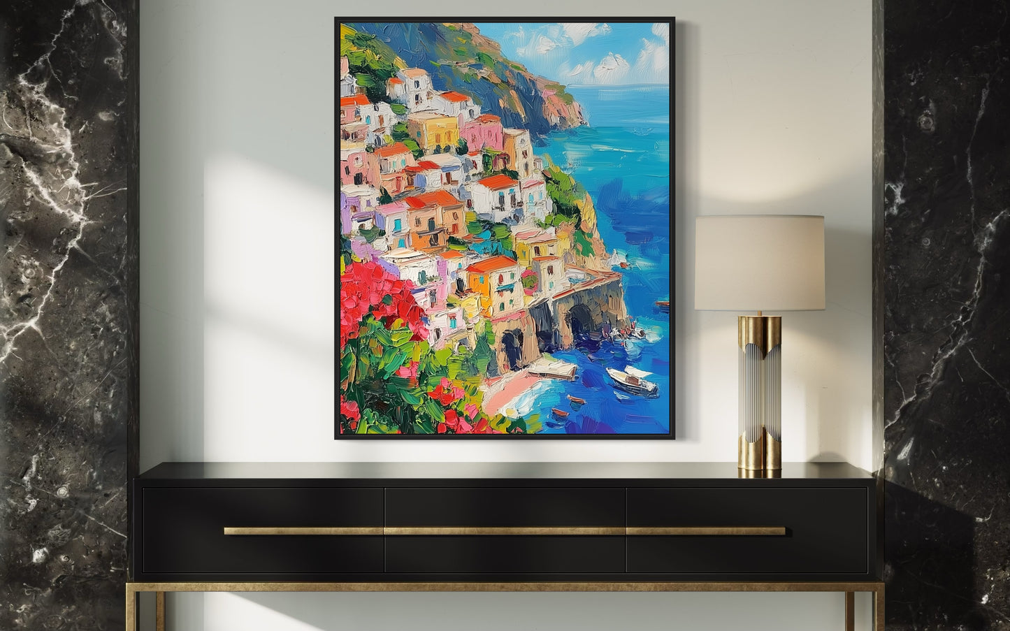 Ocean View: Idyllic Seaside Oil Painting for Home Decor