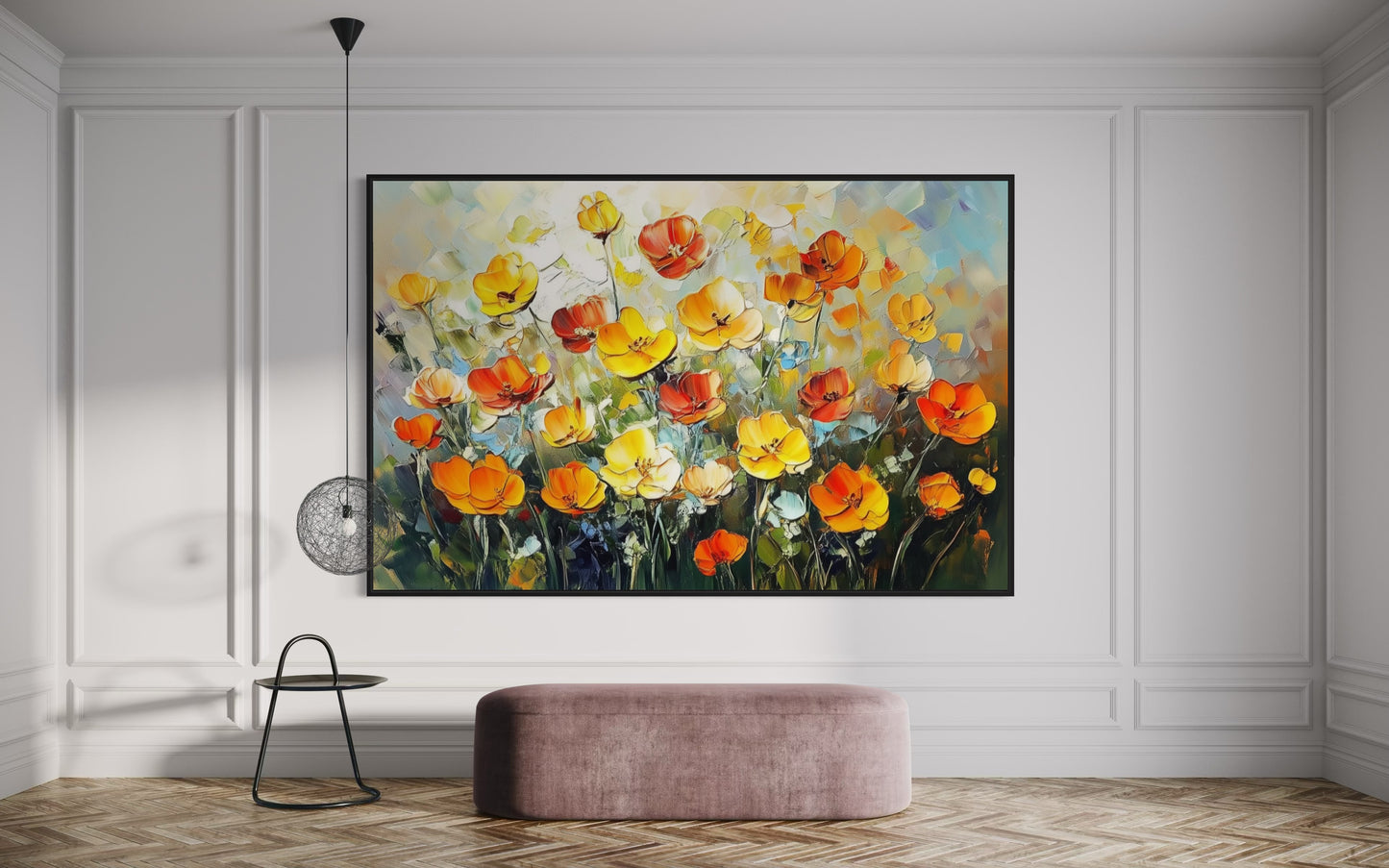 Bright Field of Wildflowers - Lively Oil Painting for Nature Lovers