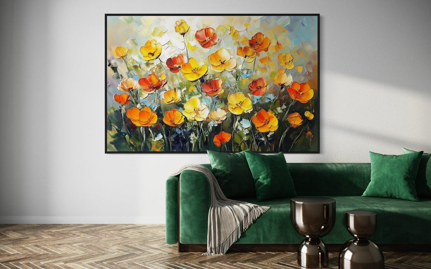 Bright Field of Wildflowers - Lively Oil Painting for Nature Lovers