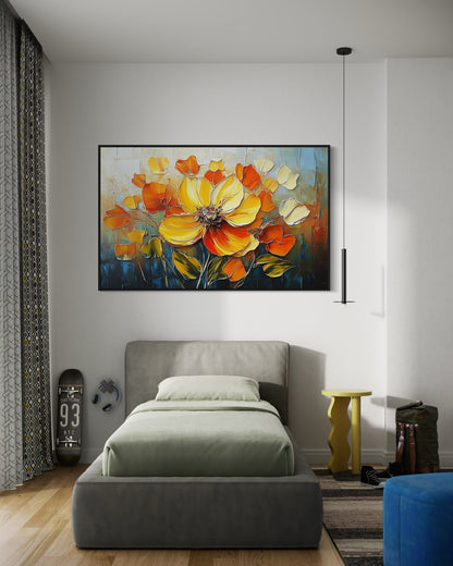 Sunlit Garden of Poppies - Abstract Floral Oil Painting