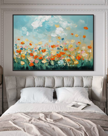 Meadow in Spring - Colorful Floral Landscape Oil Painting