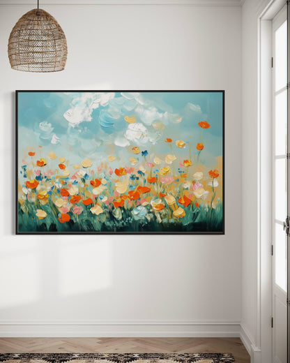 Meadow in Spring - Colorful Floral Landscape Oil Painting