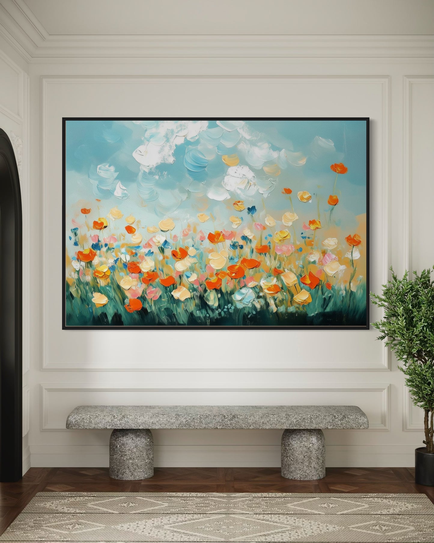 Meadow in Spring - Colorful Floral Landscape Oil Painting