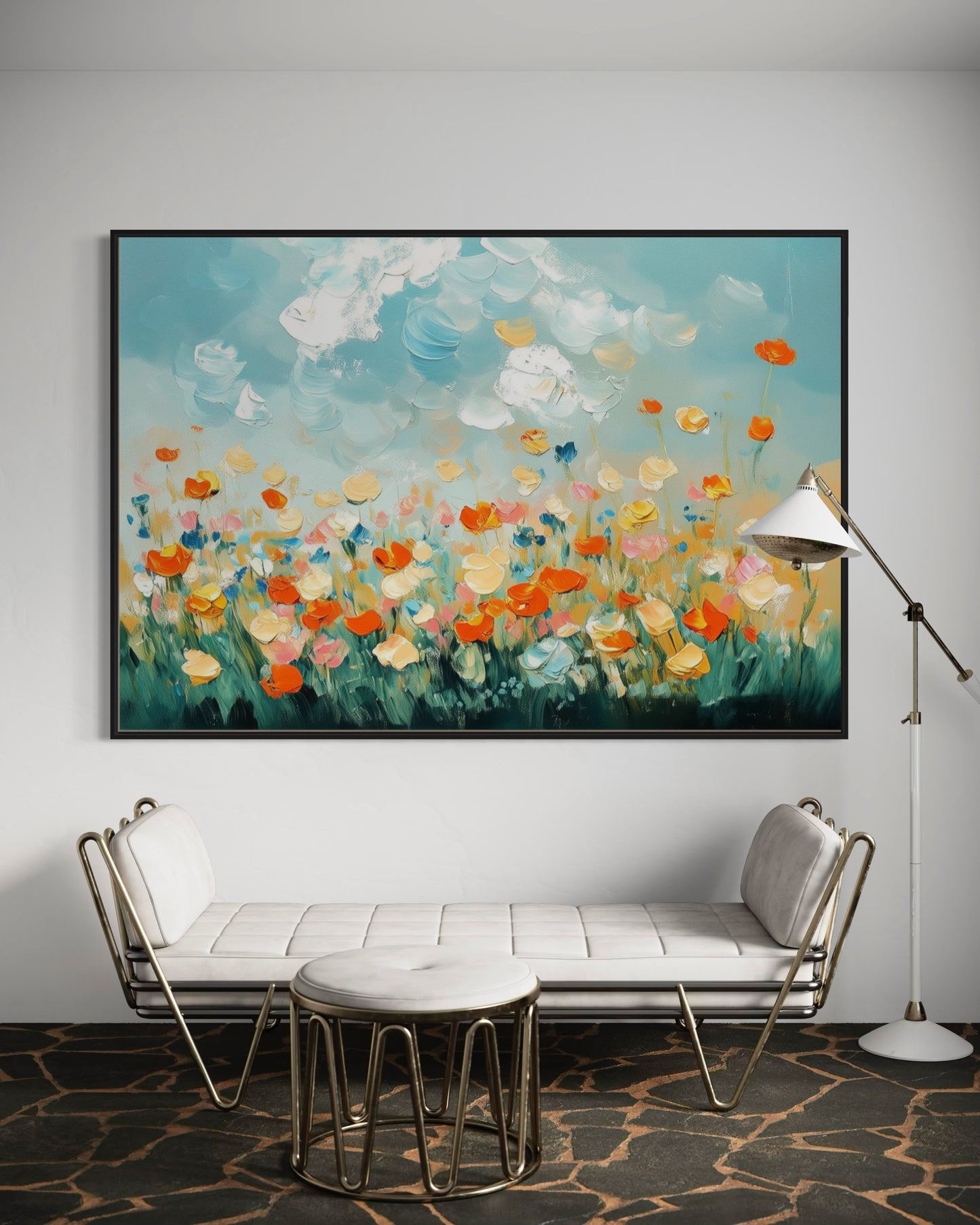 Meadow in Spring - Colorful Floral Landscape Oil Painting