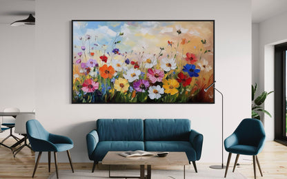 Whimsical Wildflowers in Bloom - Capturing Nature's Playful Beauty in Oil