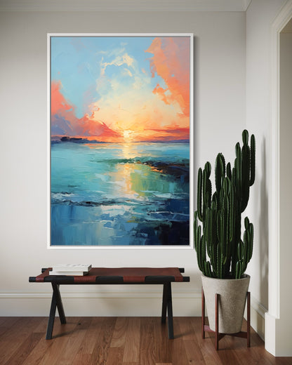 Peaceful Harbor Sunset - Nautical Oil Painting on Canvas