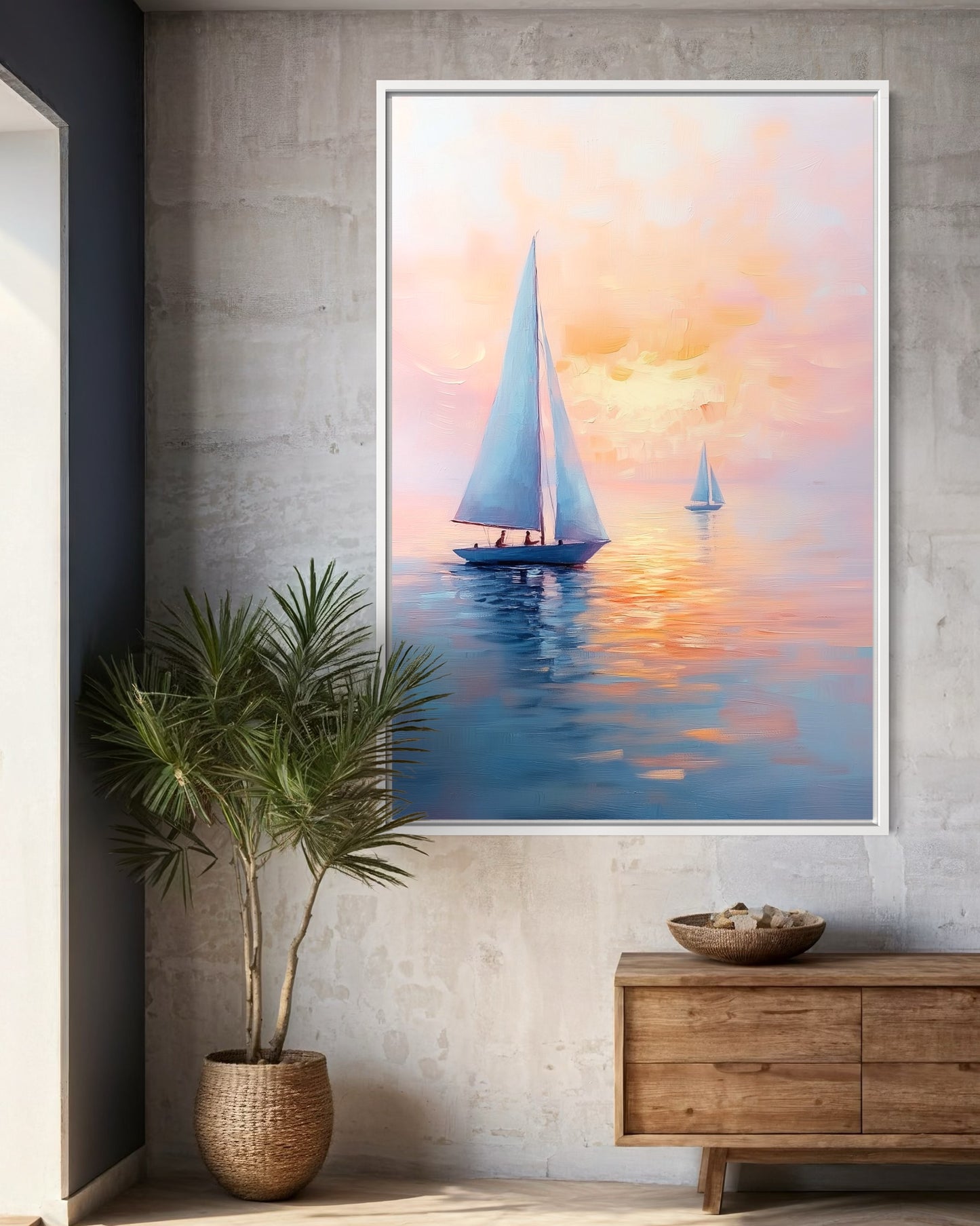 Ocean Sunset Glow - Vibrant Coastal Landscape Painting