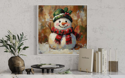 Snowman Christmas Painting - Festive Holiday Wall Art Decor