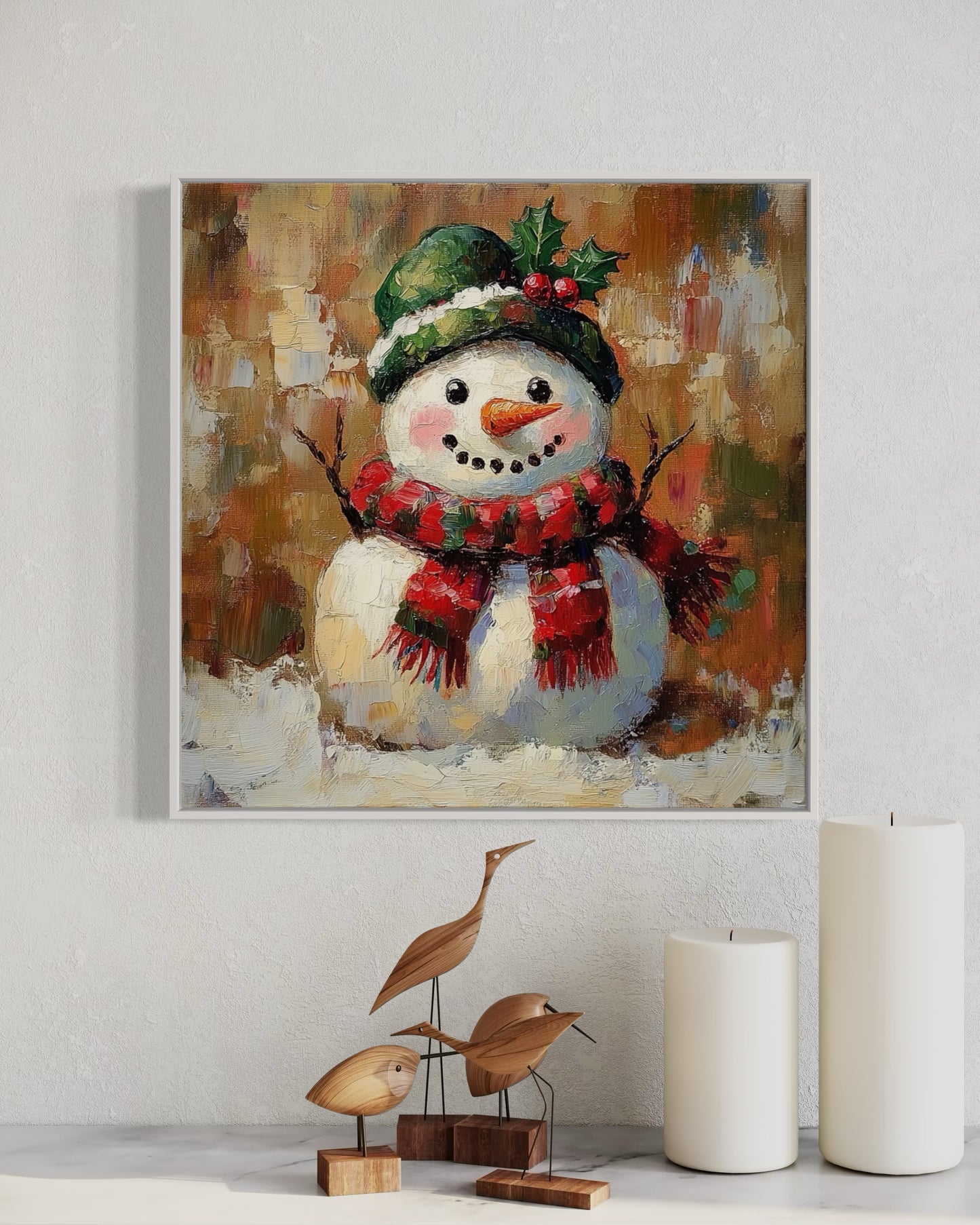 Snowman Christmas Painting - Festive Holiday Wall Art Decor