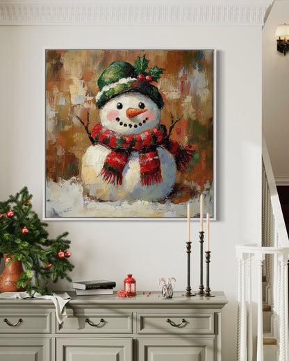 Snowman Christmas Painting - Festive Holiday Wall Art Decor