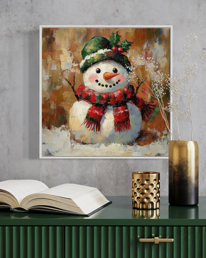 Snowman Christmas Painting - Festive Holiday Wall Art Decor