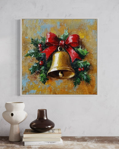 Hand-Painted Christmas Jingle Bells Art - Festive Holiday Decor for Home