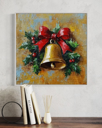 Golden Bells Christmas Painting - Elegant Holiday Wall Decor