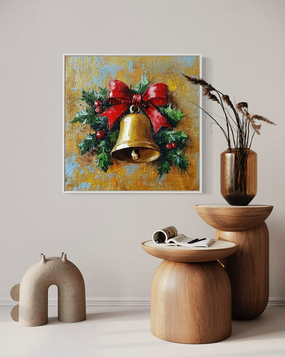 Golden Bells Christmas Painting - Elegant Holiday Wall Decor