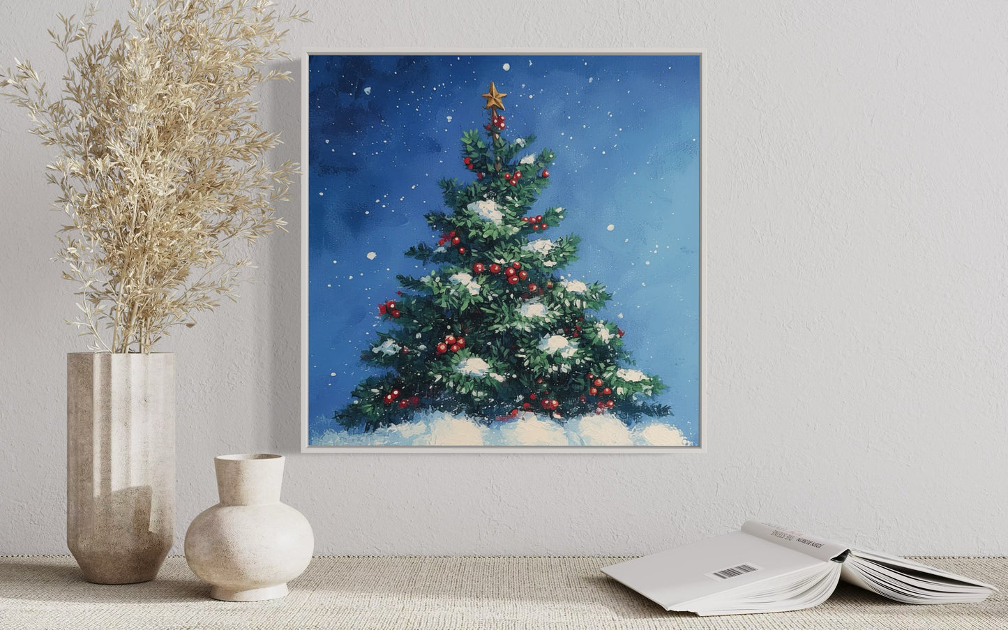 Starlit Christmas Tree - Sparkling Holiday Oil Painting