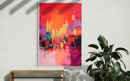 Red Sun City - Urban Abstract Skyline Wall Art