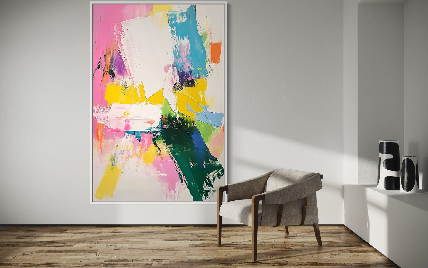 Pastel Dream - Light Abstract Painting with Bold Accents