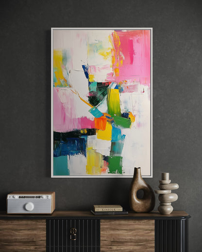 Contemporary Abstract Canvas - Soft Hues of Pink and Blue