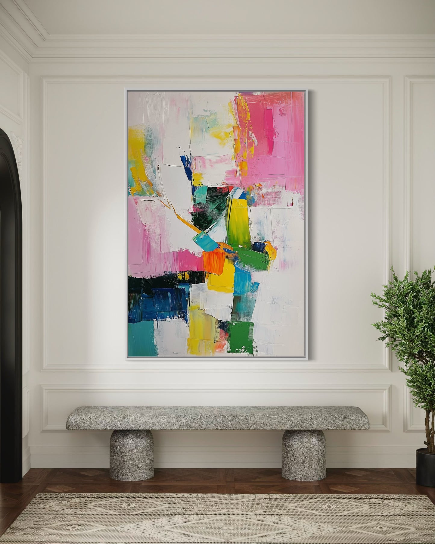 Contemporary Abstract Canvas - Soft Hues of Pink and Blue