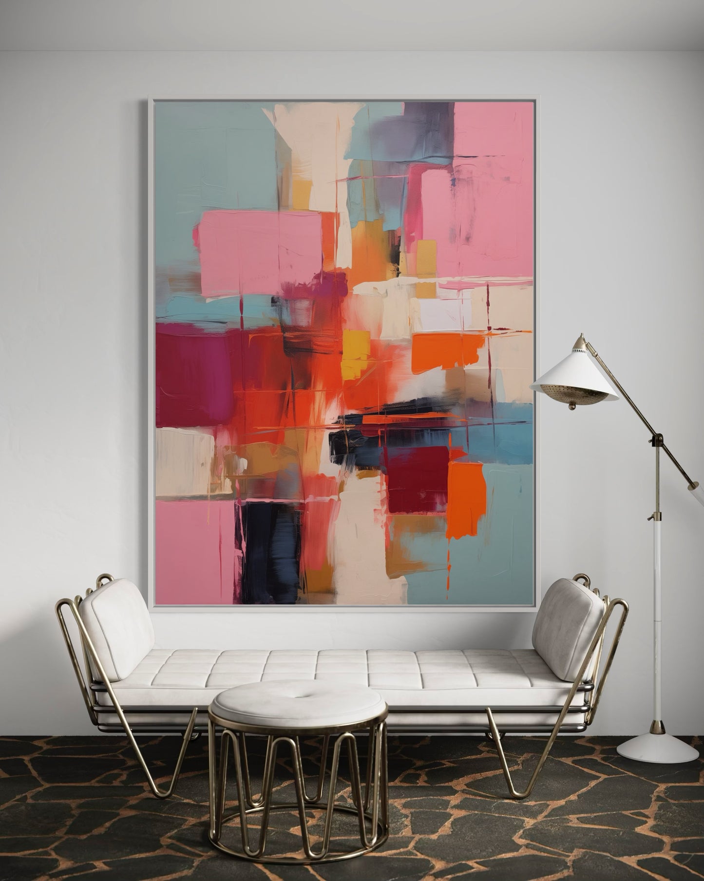 Vibrant Abstract Art - Pink and Orange Expressionist Painting