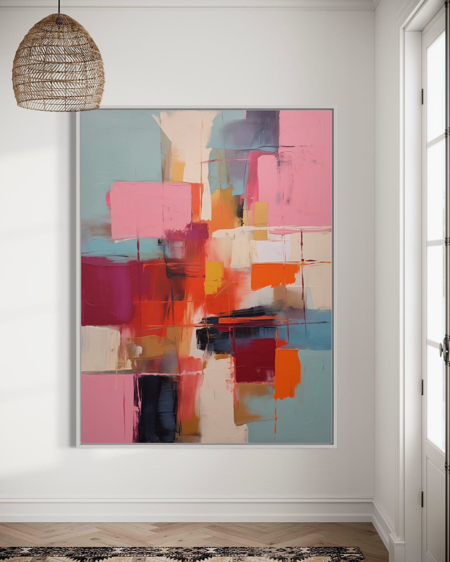 Vibrant Abstract Art - Pink and Orange Expressionist Painting