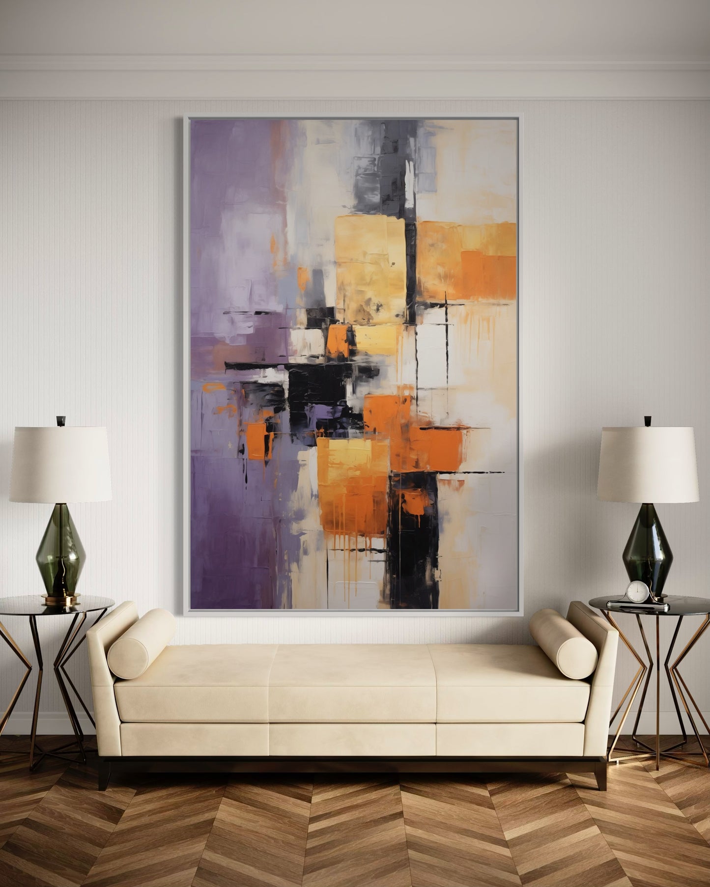 Muted Elegance - Abstract Painting in Lavender and Ochre