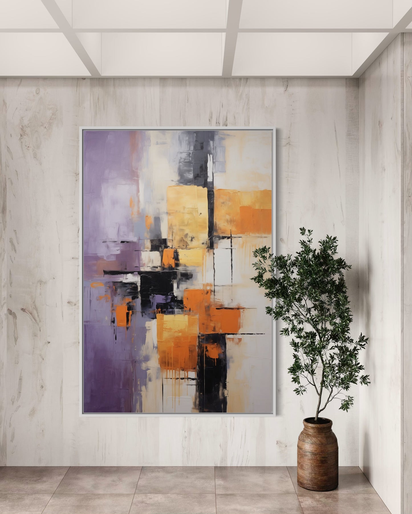 Muted Elegance - Abstract Painting in Lavender and Ochre