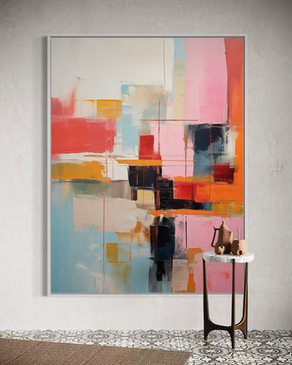 Contemporary Abstract Canvas - Soft Hues of Pink and Blue