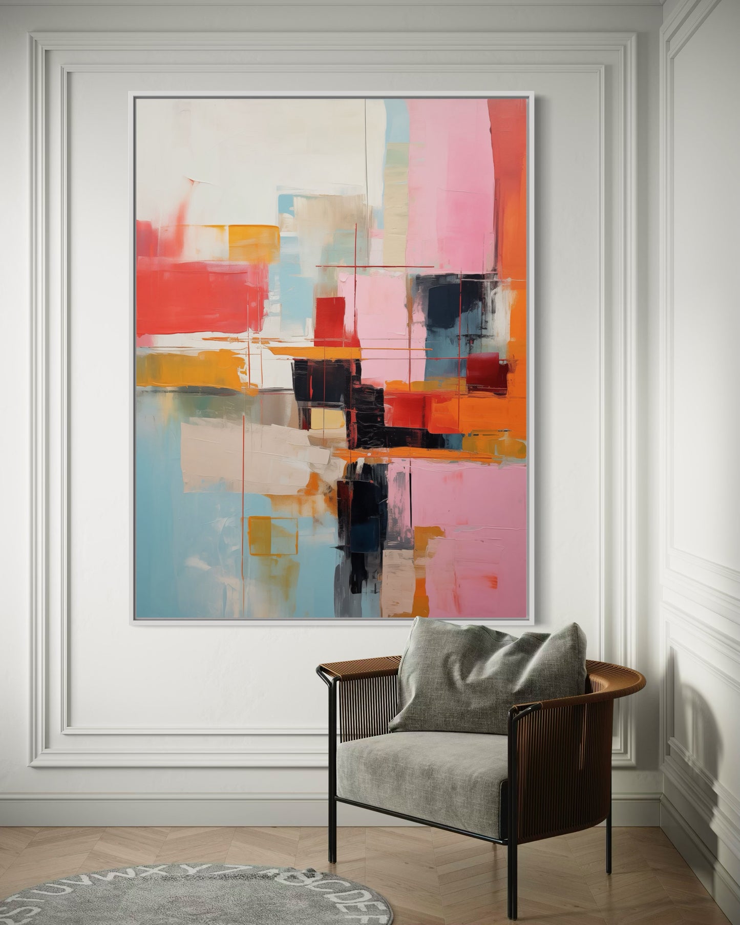 Contemporary Abstract Canvas - Soft Hues of Pink and Blue