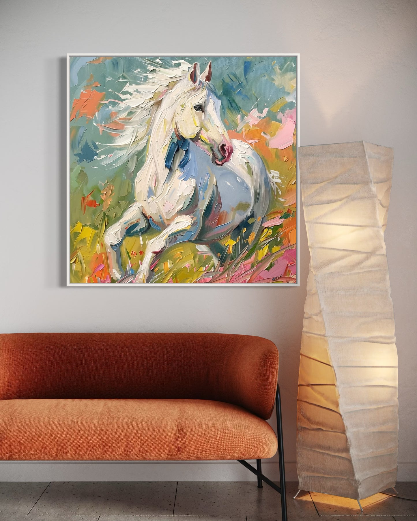 Graceful Galloping Horse Oil Painting - Modern Equestrian Wall Art for Home