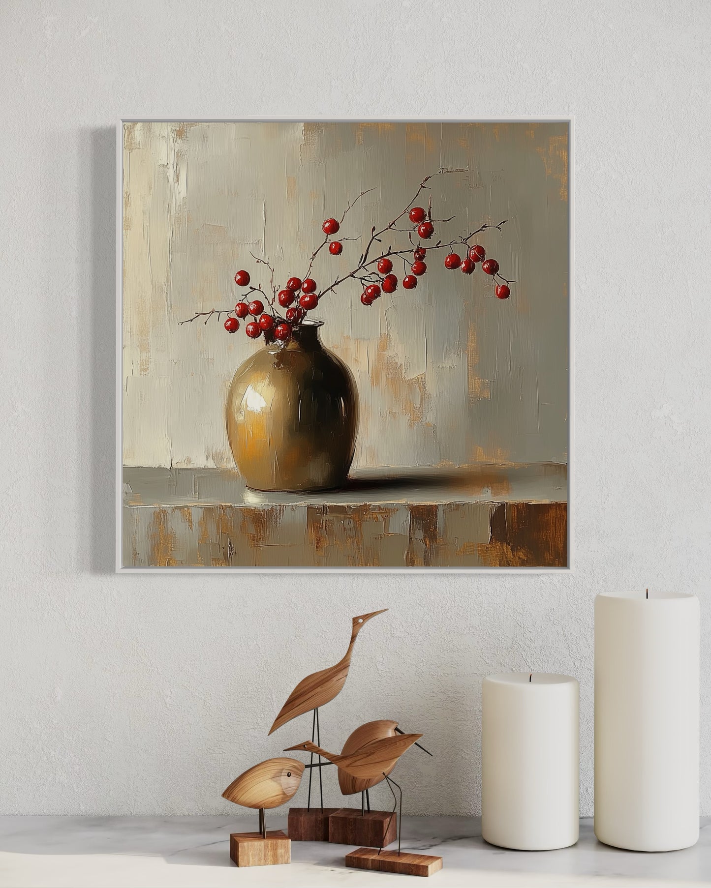 Berry Branches in Ceramic Vase Canvas Art